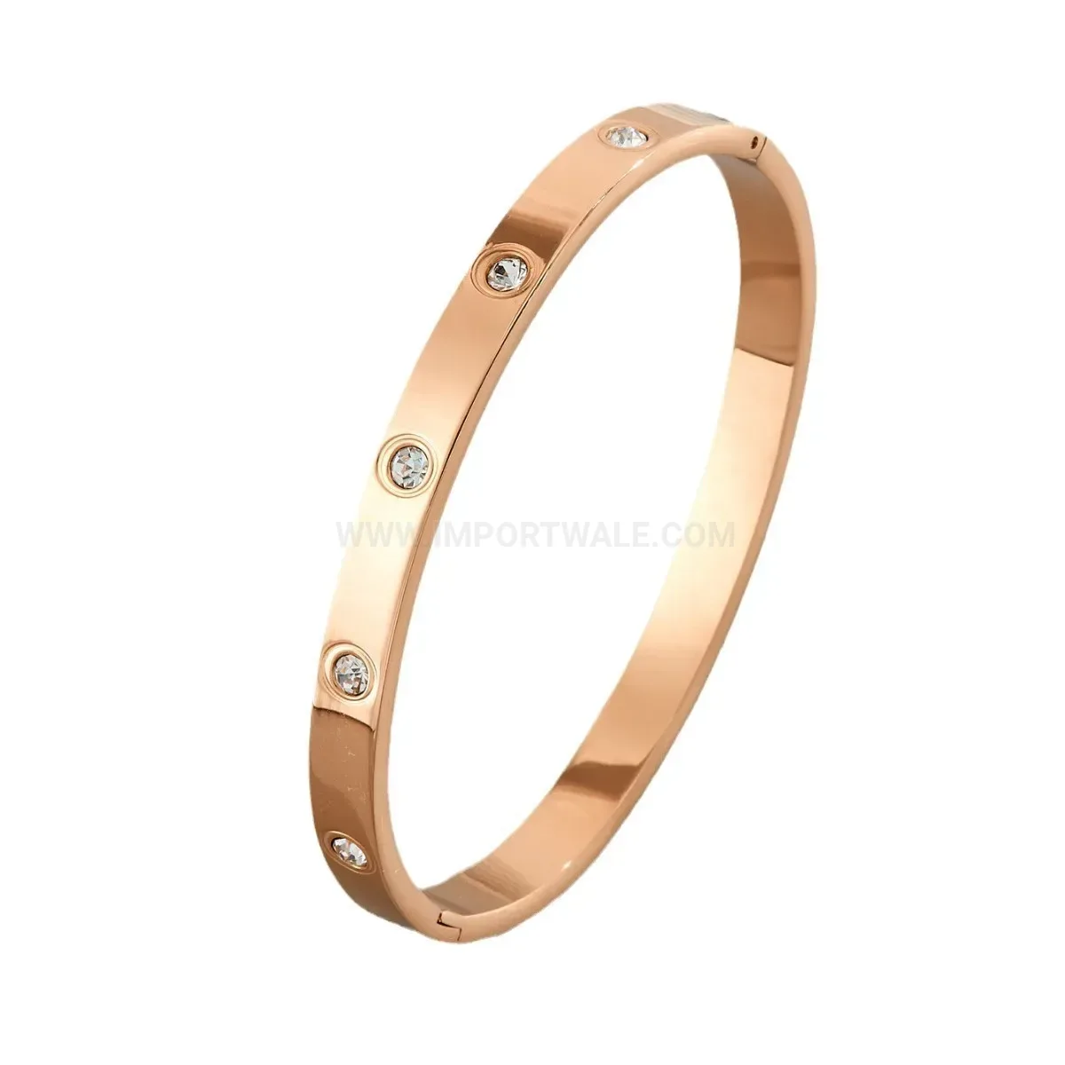 Chic Ten-Stone Titanium Steel Clasp Bangle Bracelet