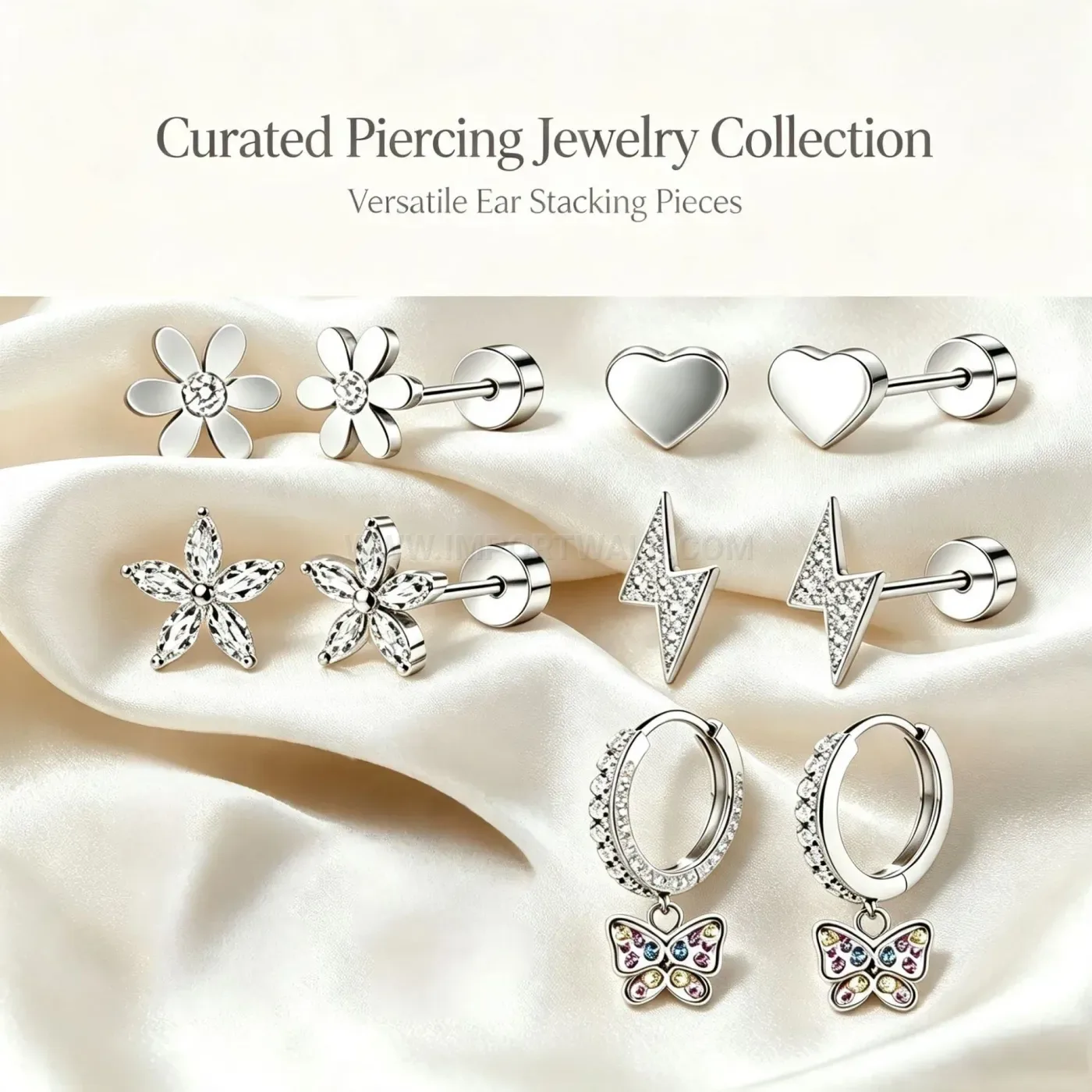 Elegant Minimalist Stainless Steel Piercing Stud Set