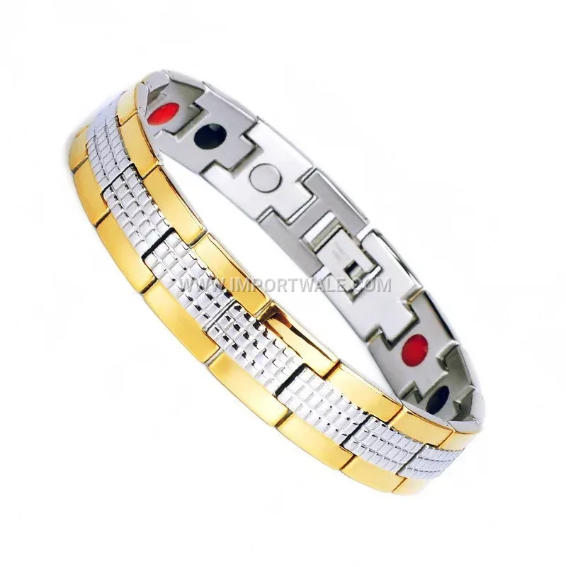 Men's Titanium Steel Geometric Magnetic Therapy Bracelet