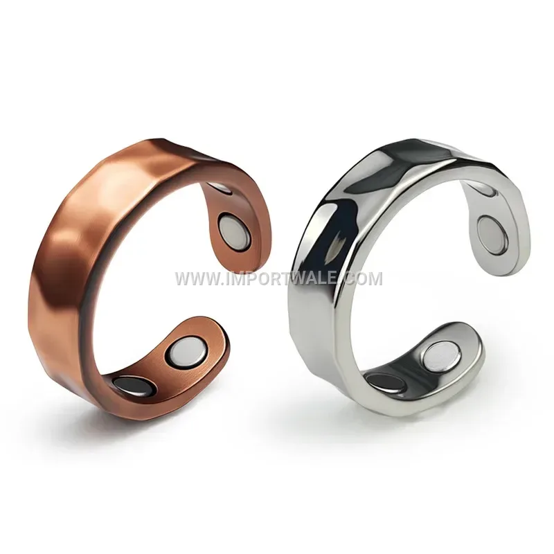 Hammered Pure Copper Quad Magnet Open Ring