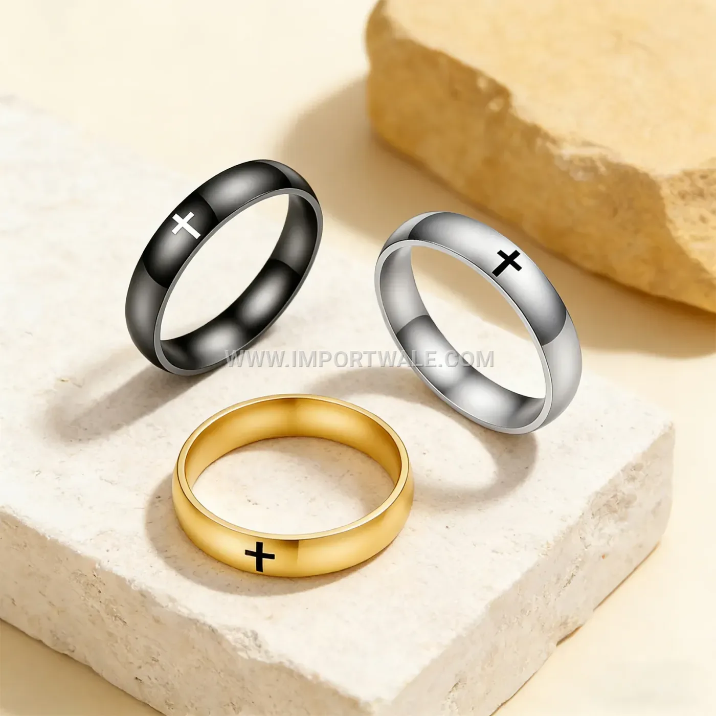 Minimalist Smooth Stainless Steel Christian Cross Ring