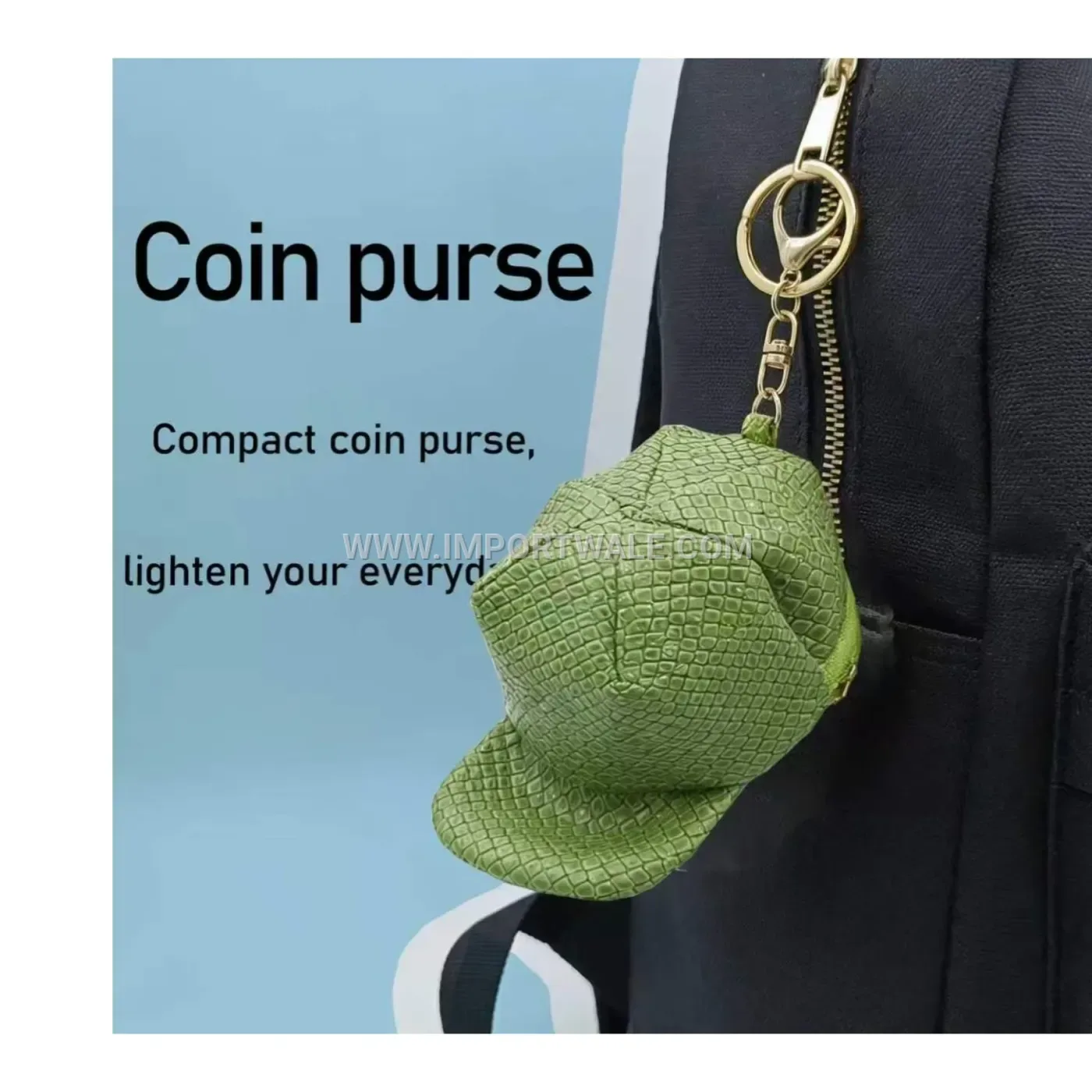 Crocodile Texture Faux Leather Mini Baseball Cap Charm