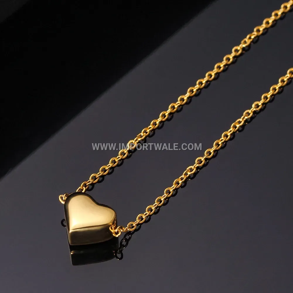 Polished Heart Charm Stainless Steel Chain Bracelet