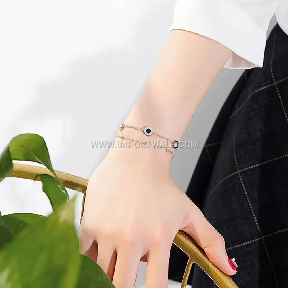 Double Layer Adjustable Stainless Steel Shell Disc Bracelet