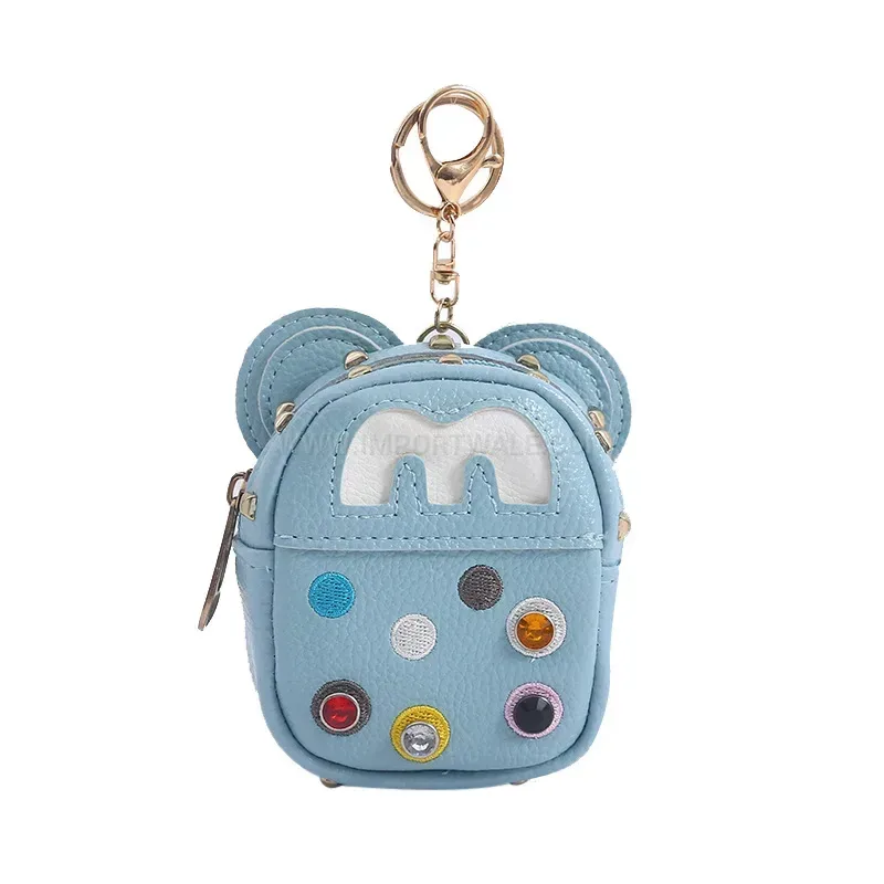 Elegant Compact Synthetic Leather Mini Coin Pouch Keychain Bag Attachment