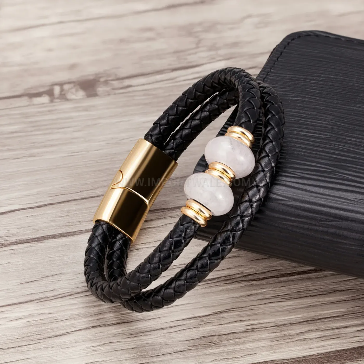 Vintage Style Braided Leather Stone Bracelet for Men and Women
