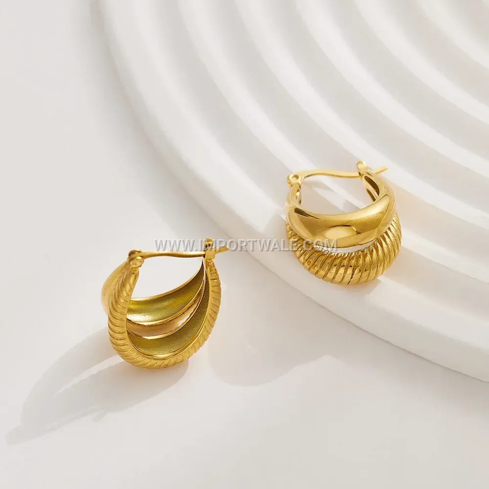 Gold Plated Titanium Steel Geometric Hoop Earrings