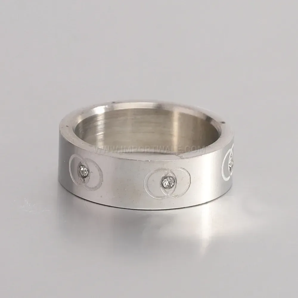 Elegant Double Wrap O-Ring Crystal Stainless Steel Ring