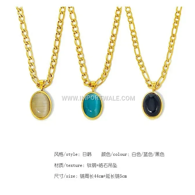 Gold Plated Stainless Steel Crystal Zircon Pendant Necklace