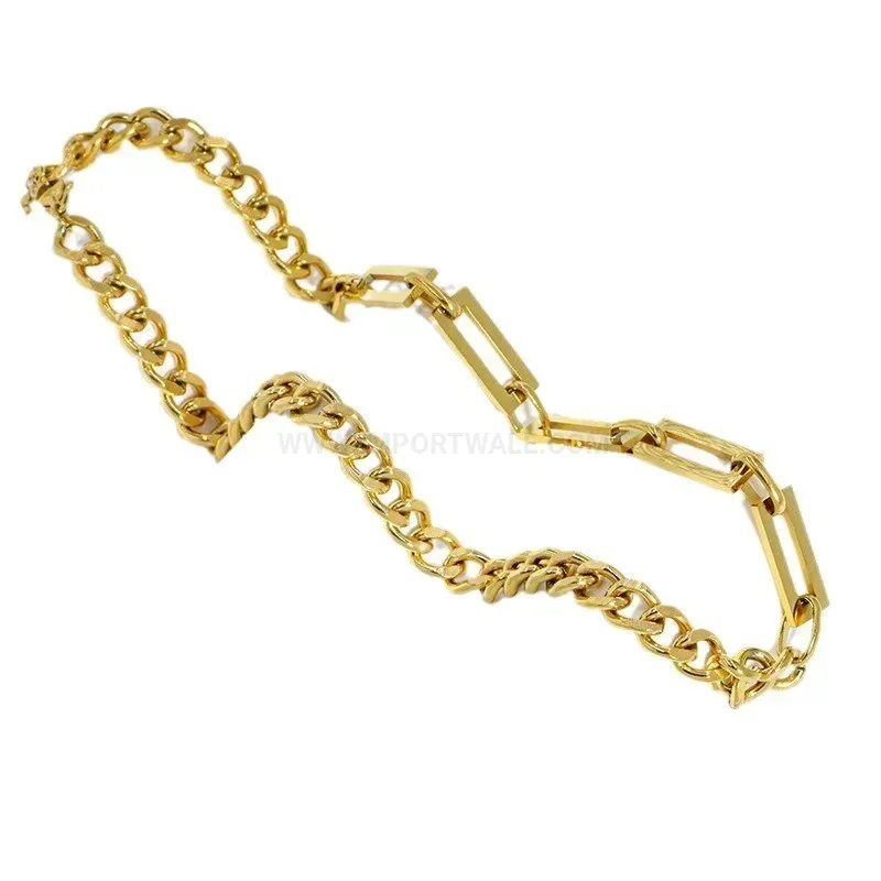 Chic Geometric Cuban Link Stainless Steel Chain Necklace