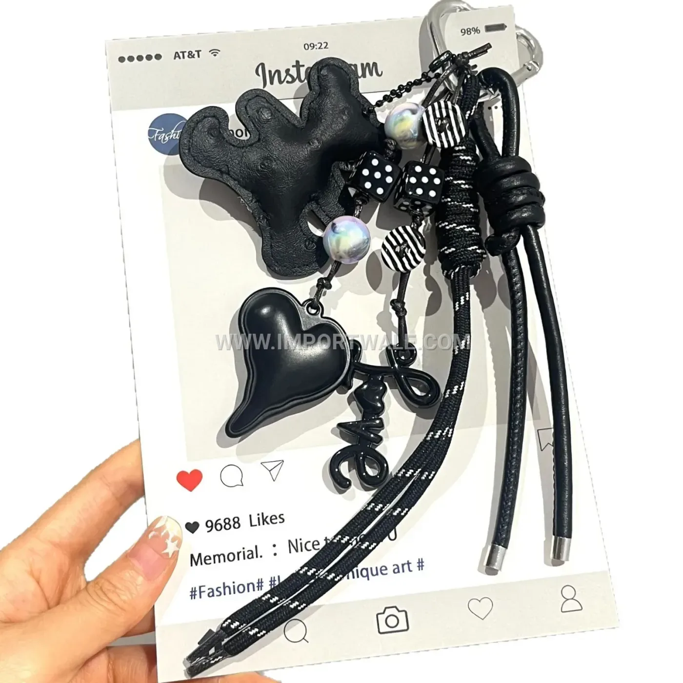 Faux Leather Bear and Heart Bag Charm Keyring