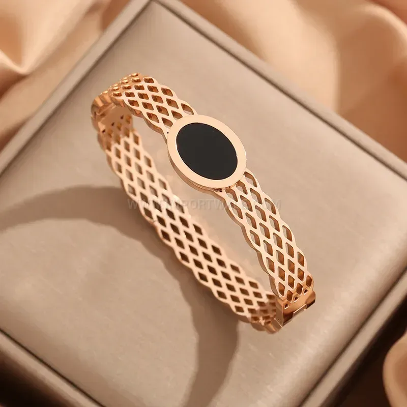 Cutout Roman Medallion Titanium Steel Bangle