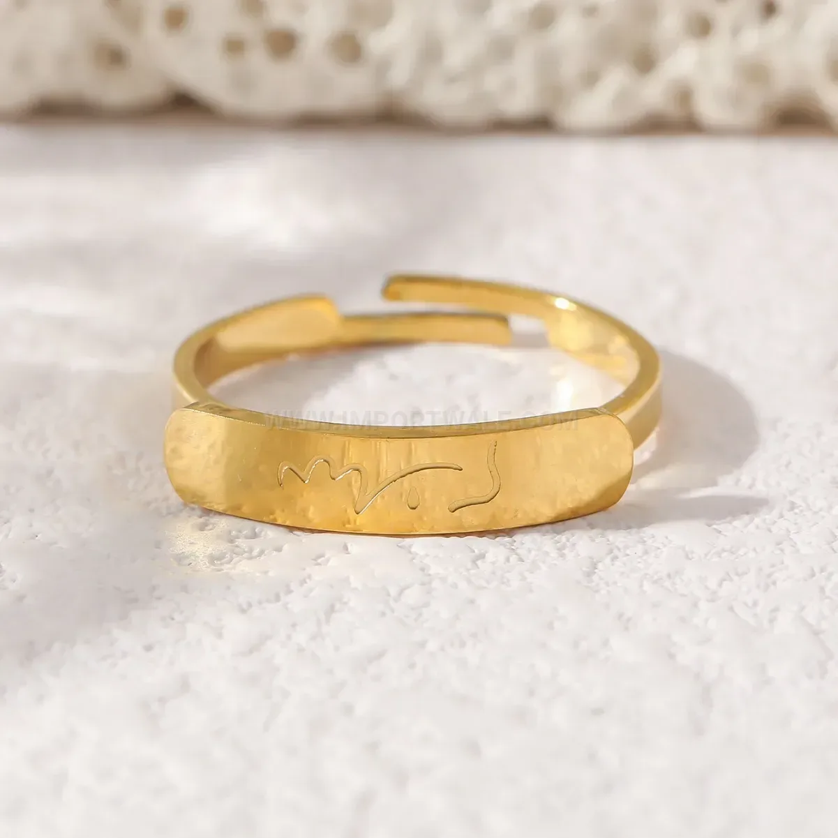 Waterproof Stainless Steel Open Arabic Motif Ring