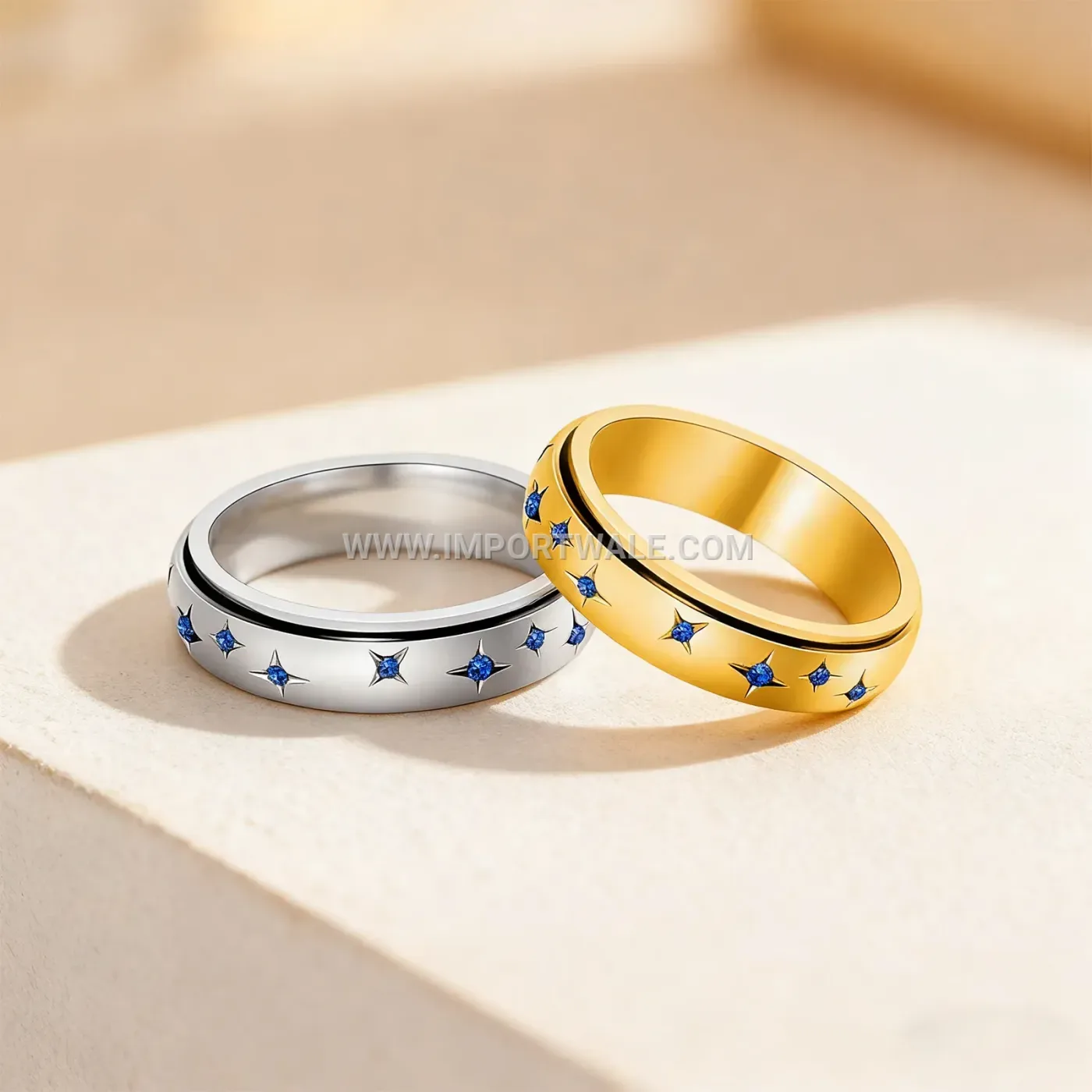 Rotatable Zodiac Stainless Steel Ring with Zircon Accent