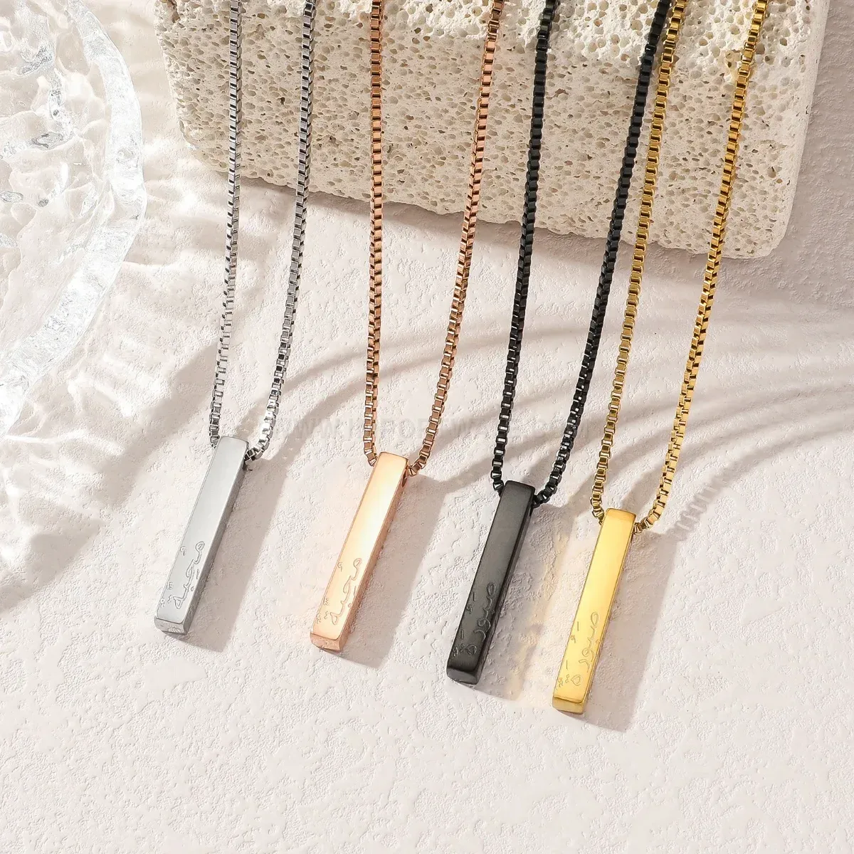 Elegant Stainless Steel Arabic Hubb Calligraphy Pendant Necklace