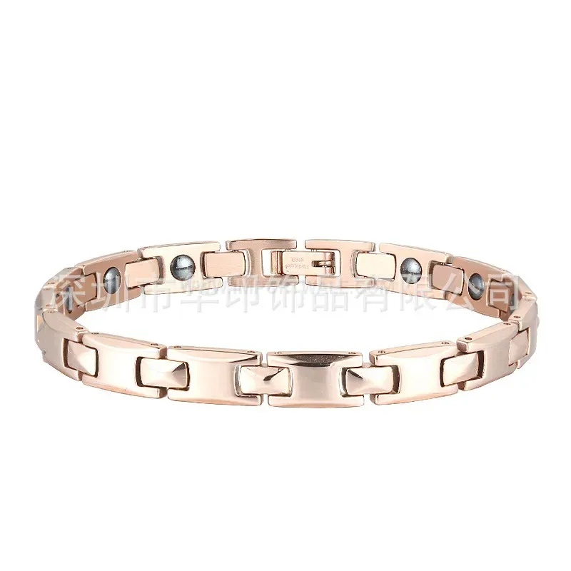 Fashion Minimalist Polished Titanium Steel Bio Magnetic Couple Bracelet