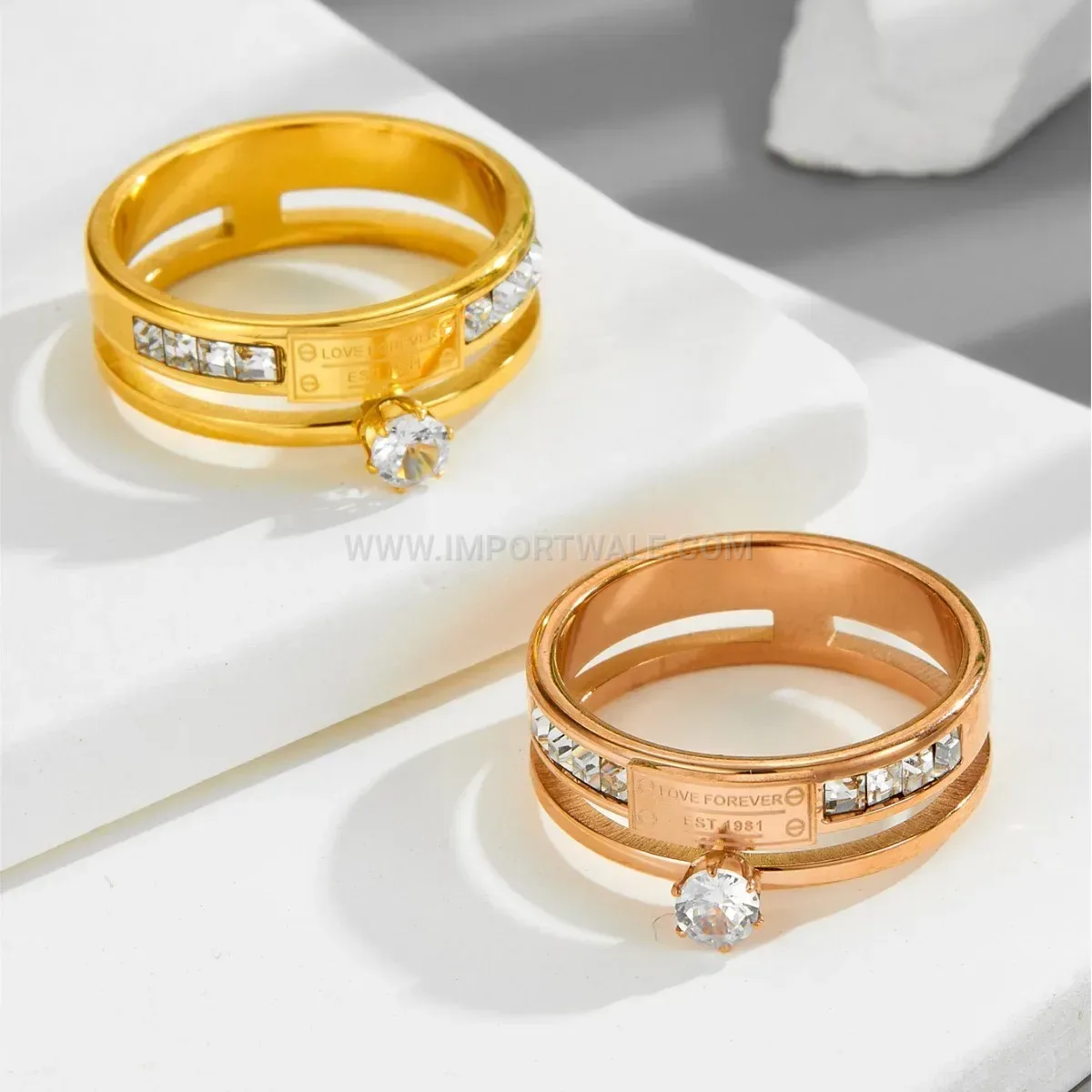Dual Layer Titanium Steel Engraved Letter Ring