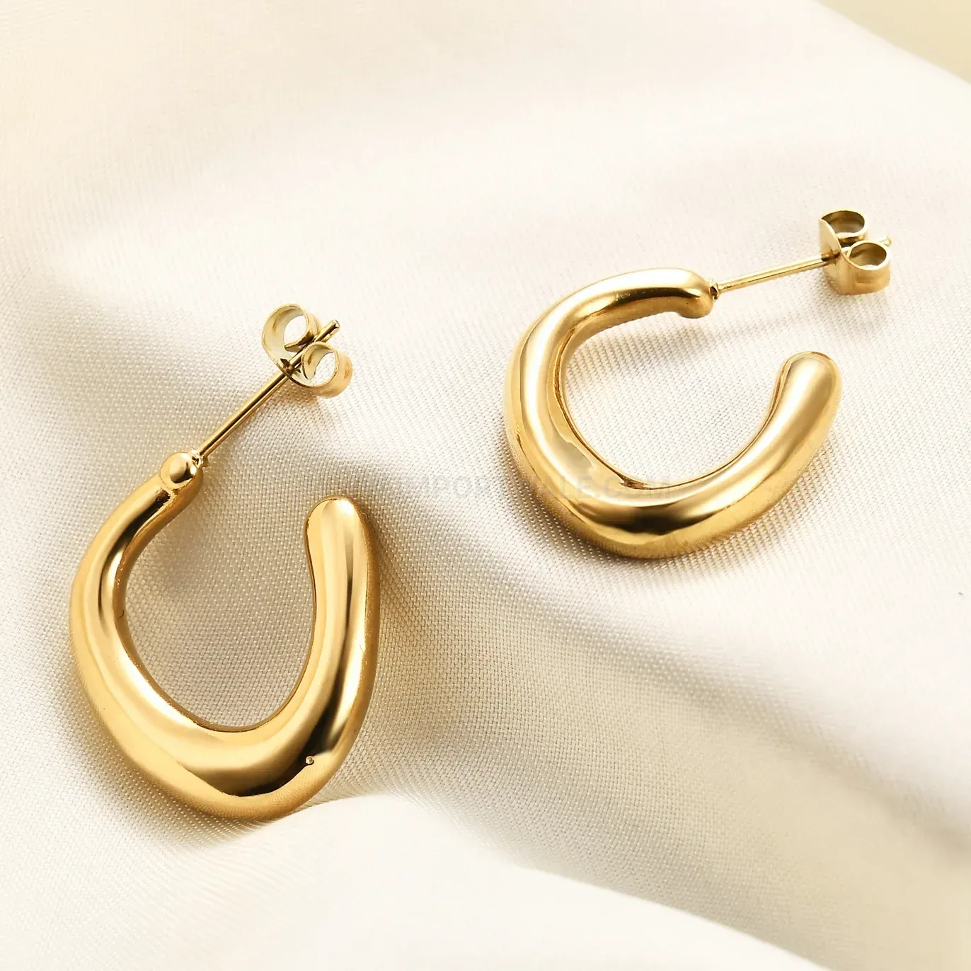 Classic Irregular Open U Shape Stainless Steel Cast Earrings