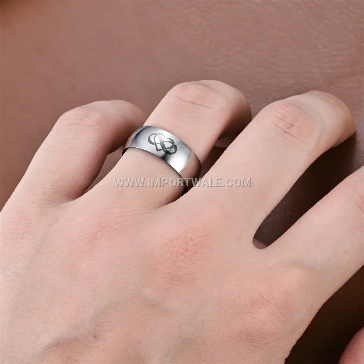 Crown and Heart Engraved Stainless Steel Couple Ring