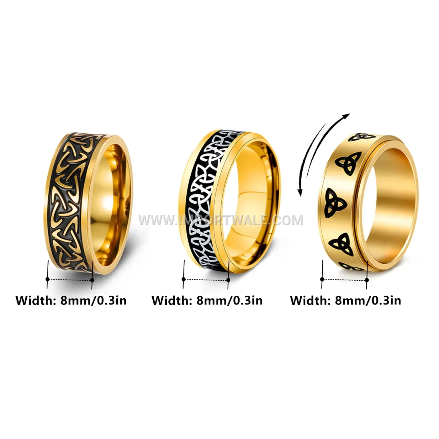 Celtic Knot Stainless Steel Spinning Relief Band