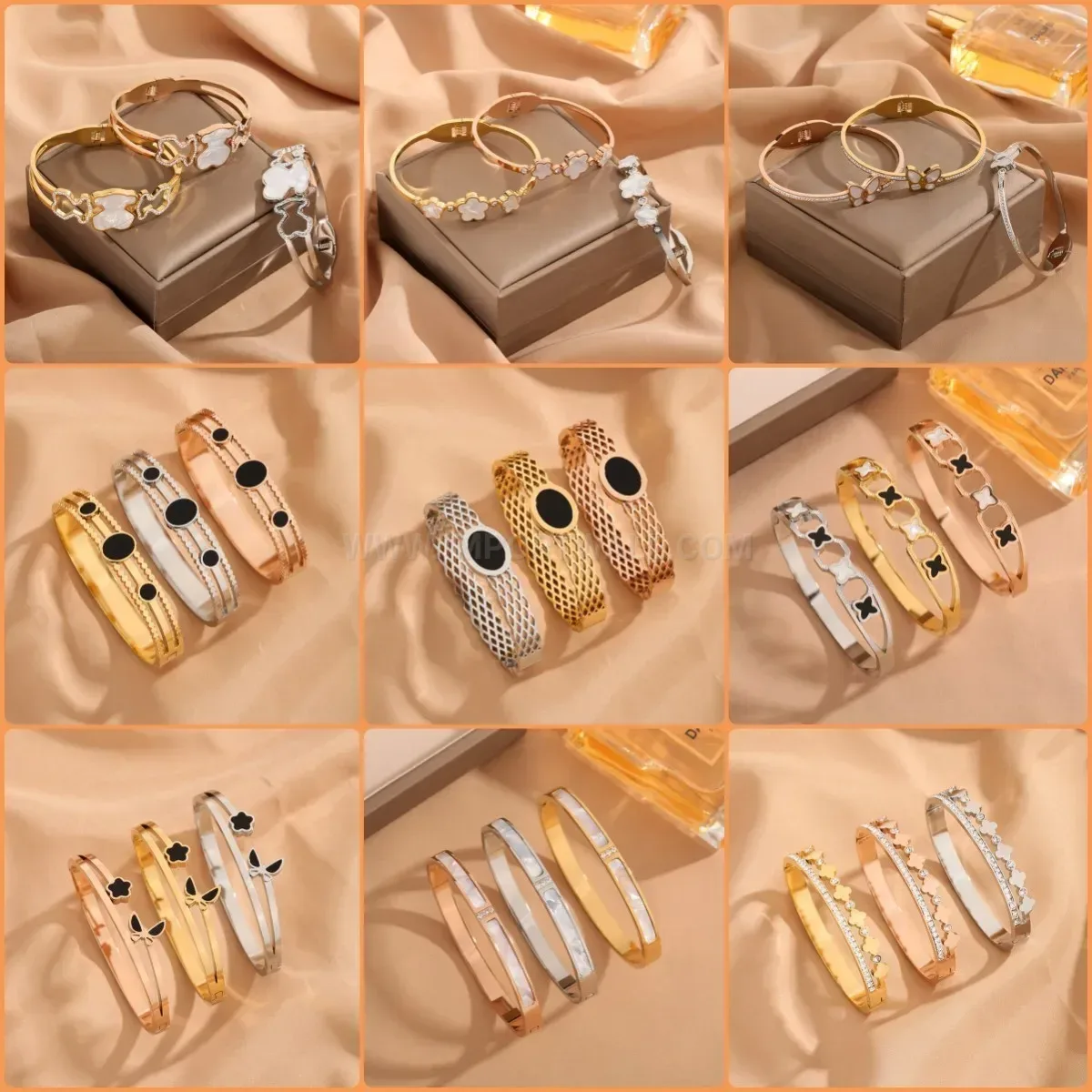 Premium Stainless Steel Mesh Shell Motif Bangle Bracelet