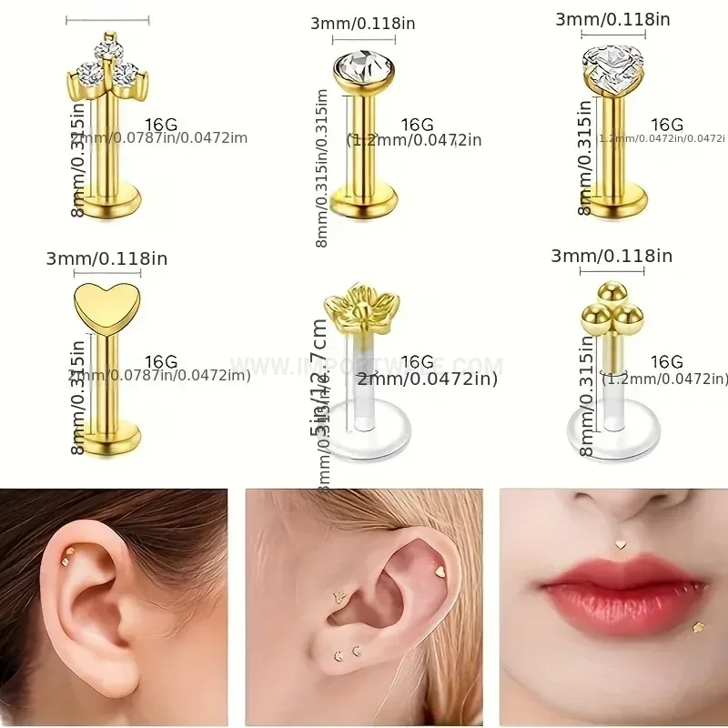 Elegant Versatile Stainless Steel Multi-Use Body Piercing Stud Set