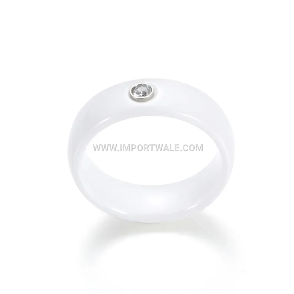 Refined Stainless Steel Solitaire Accent Ring 6mm