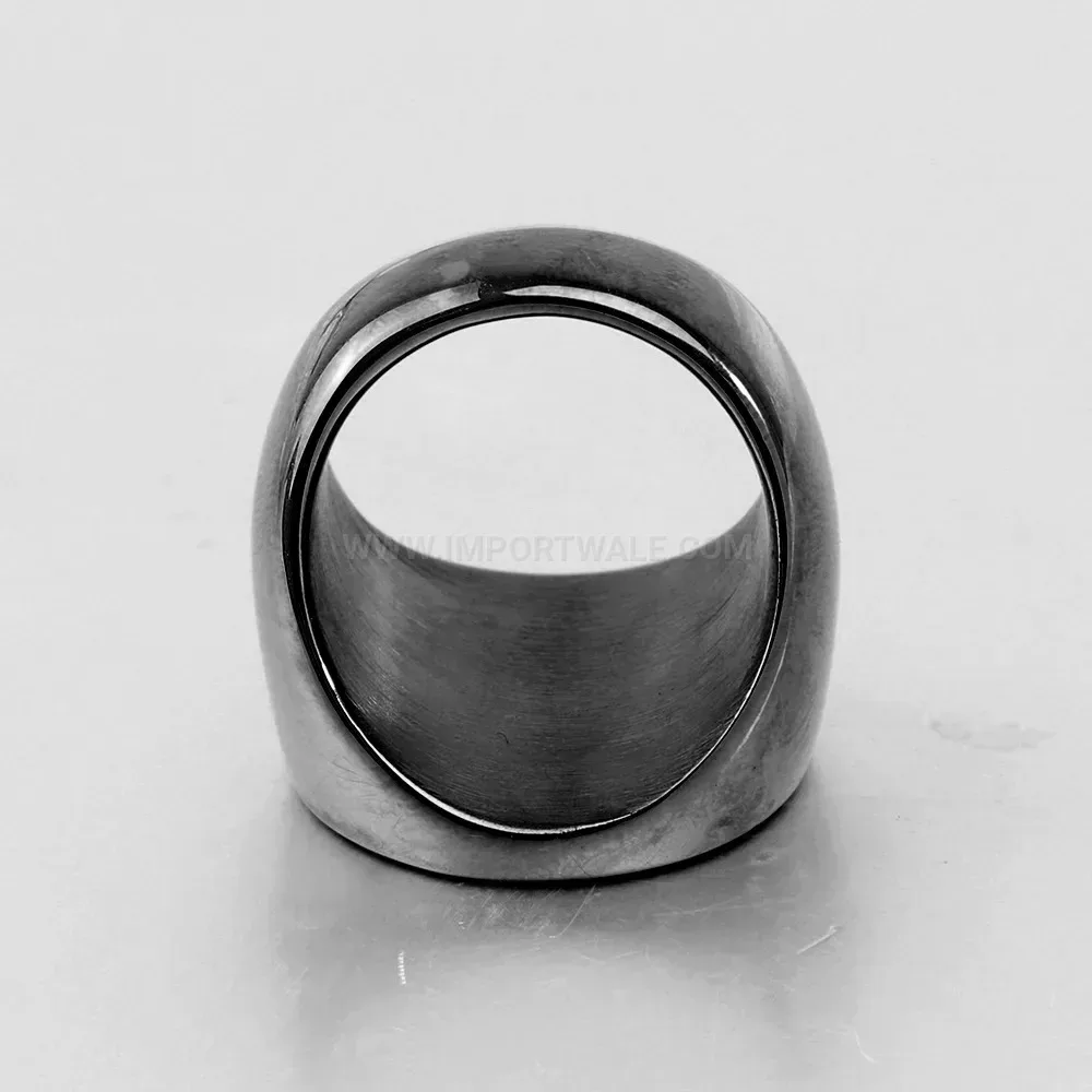 Classic Round Laser Engraved Initial Letter Stainless Steel Signet Ring