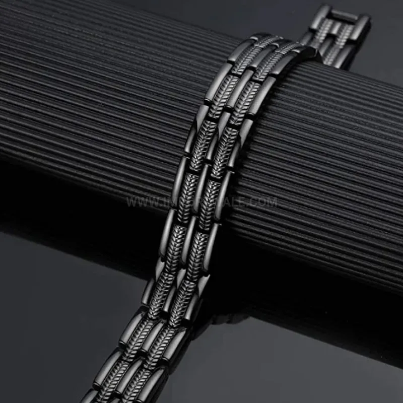 Classic Wide Wheat Pattern Red Copper Magnetic Therapy Link Band