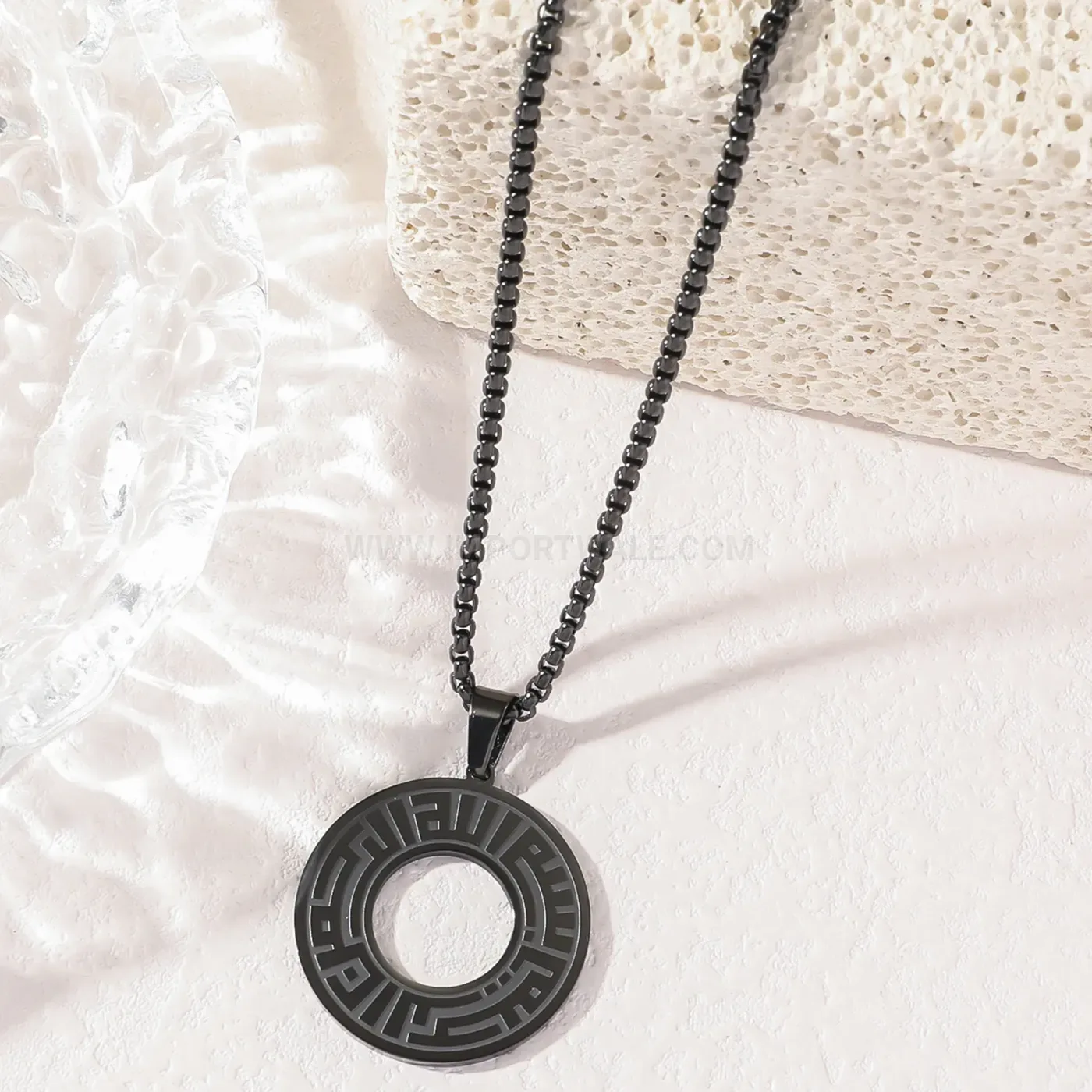 Designer Stainless Steel Arabic Kufic Calligraphy Quran Pendant Necklace