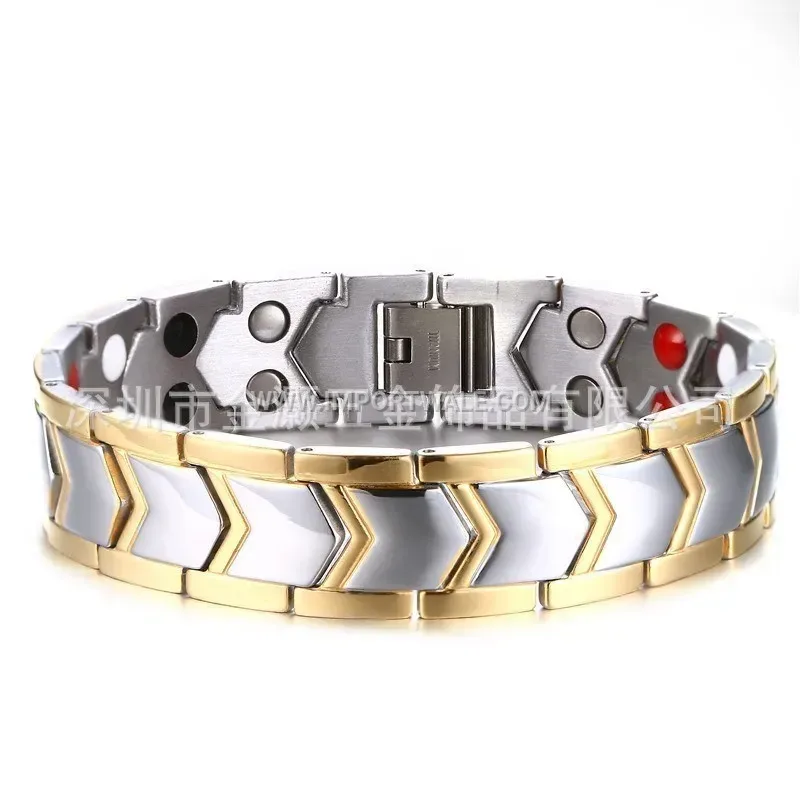 Men's Geometric Titanium Steel Magnetic Wristband Bracelet
