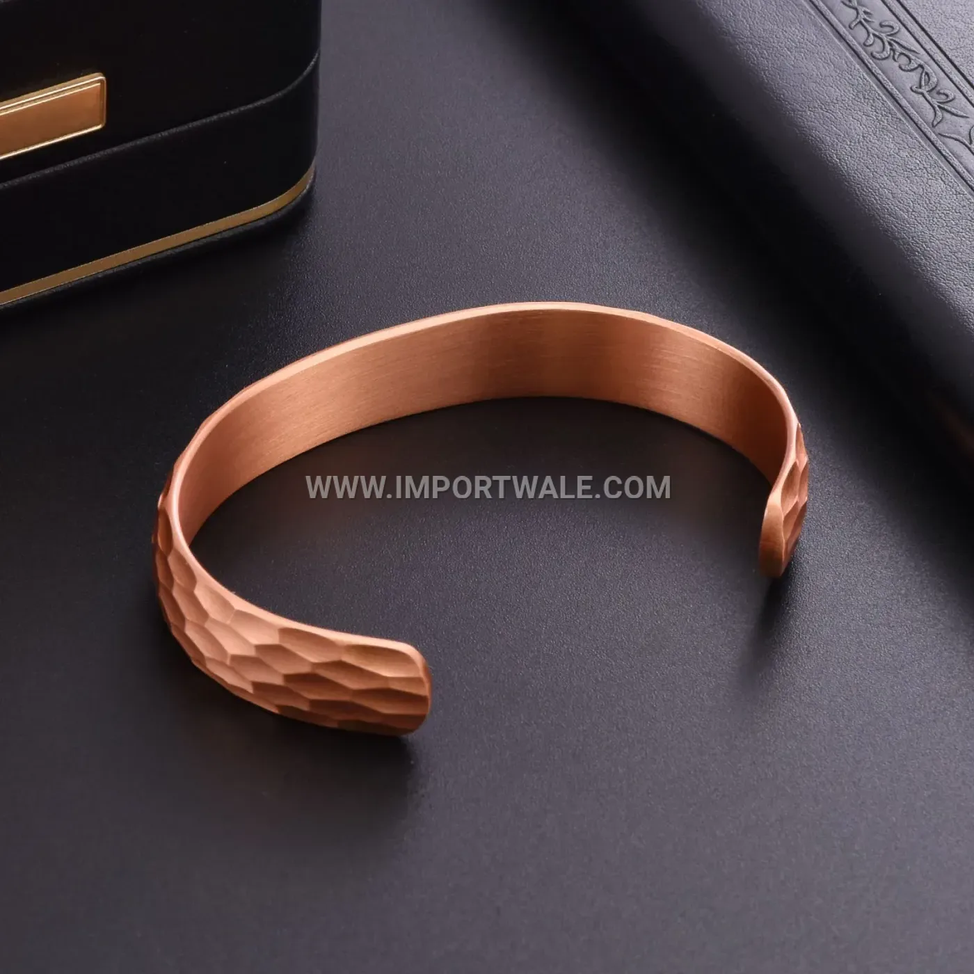 Vintage Rhombus Pattern Adjustable Solid Copper Open Bangle