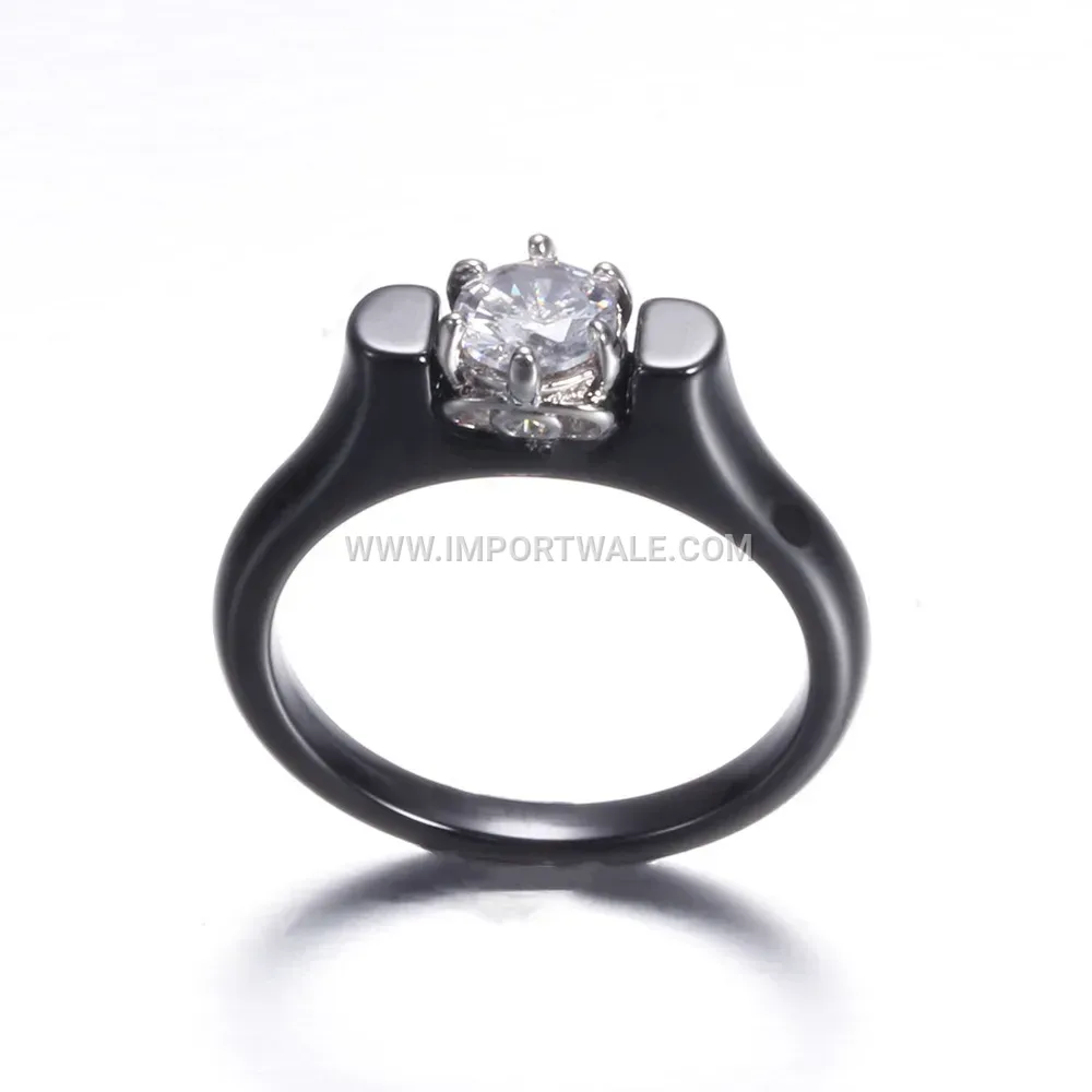 Delicate Stainless Steel Ceramic Zircon Band Ring