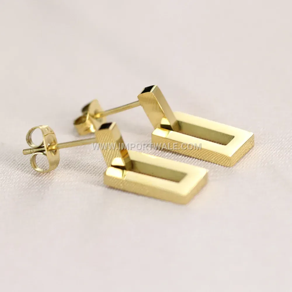 Hollow Rectangular Stainless Steel Drop Earrings