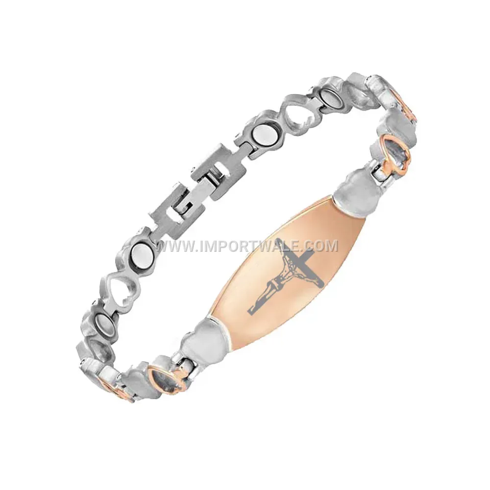 Stainless Steel Heart Charm Magnetic Link Bracelet