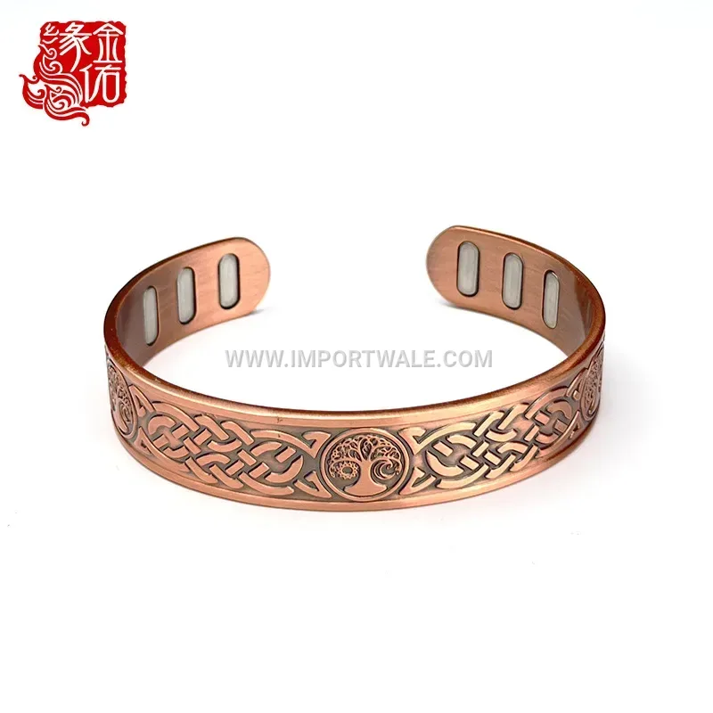 Celtic Sun Moon Tree Of Life Copper Magnetic Bangle