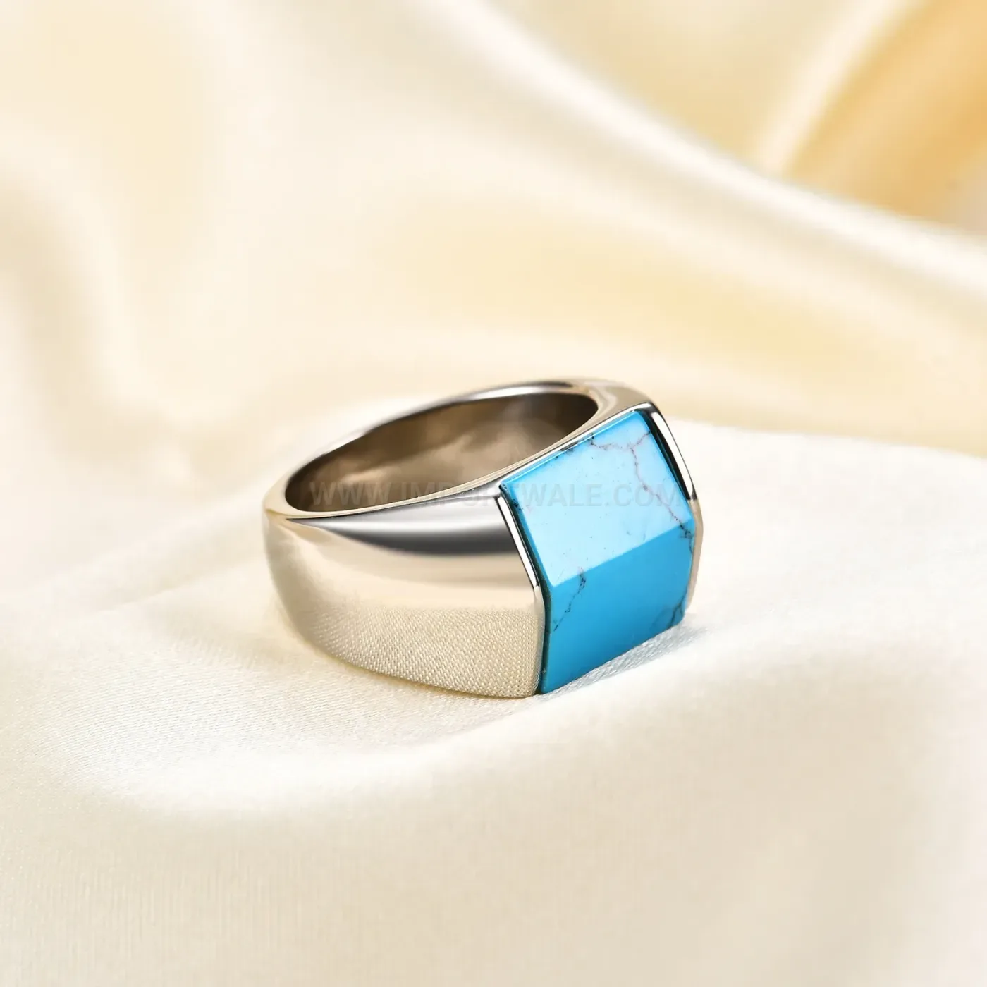 Classic Square Geometric Stainless Steel Vintage Signet Ring