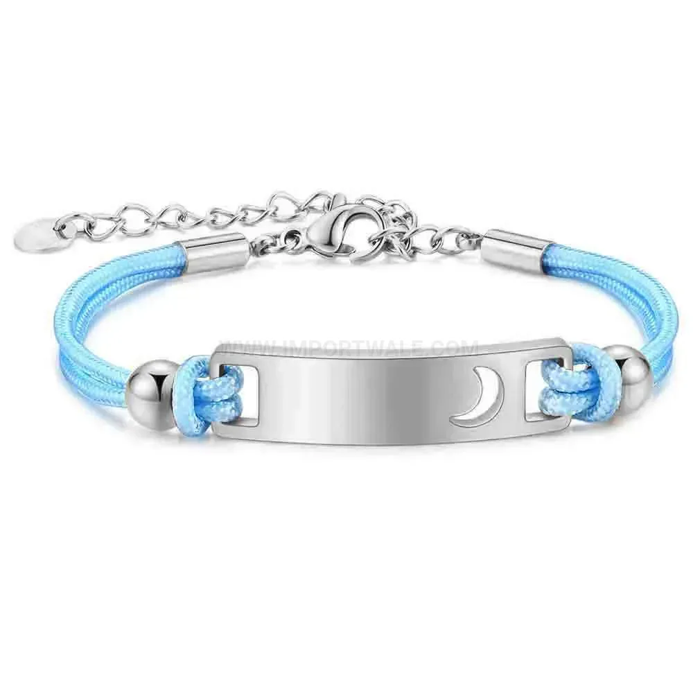 Elegant Stainless Steel Braided Rope Cord Charm Bracelet