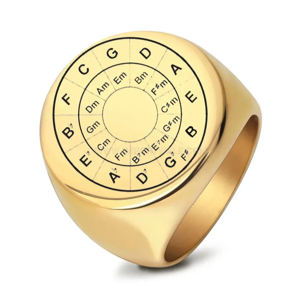Chic Laser Engraved Lettering Round Stainless Steel Signet Ring