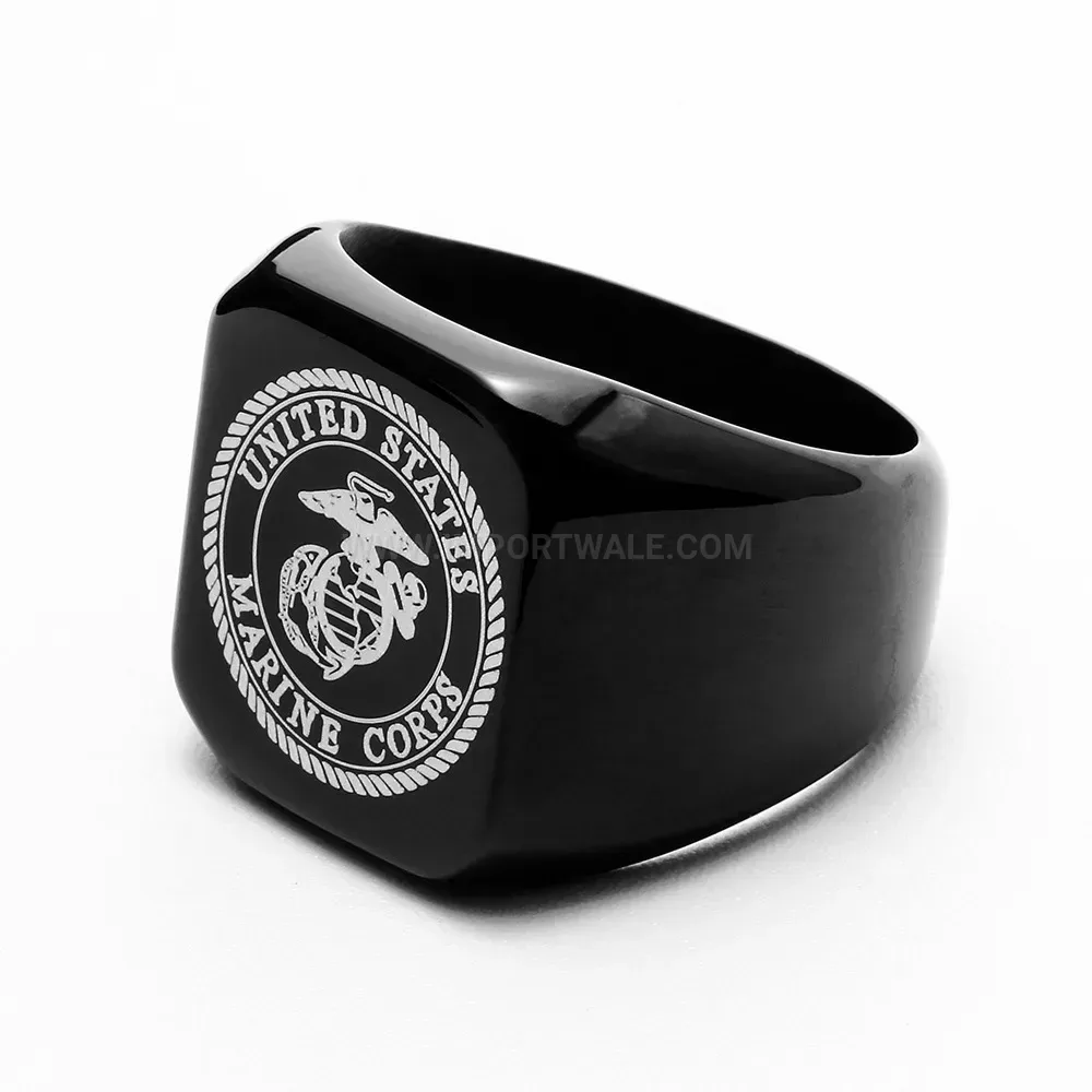 Elegant Square Polished Electroplated Stainless Steel Signet Ring 18mm