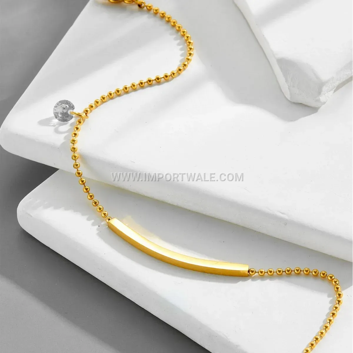 Minimalist 18K Gold Plated Smile Zircon Anklet