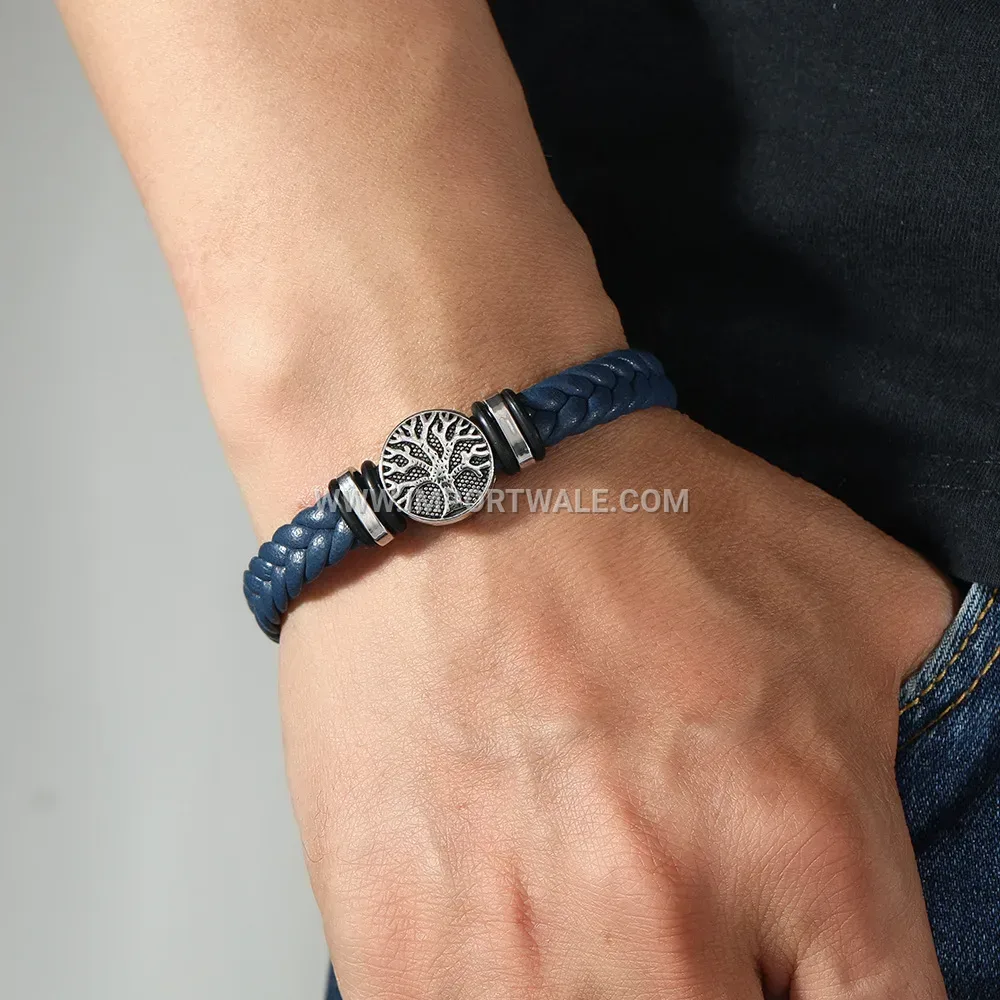 Tree of Life Braided Leather Men's Magnetic Bracelet
