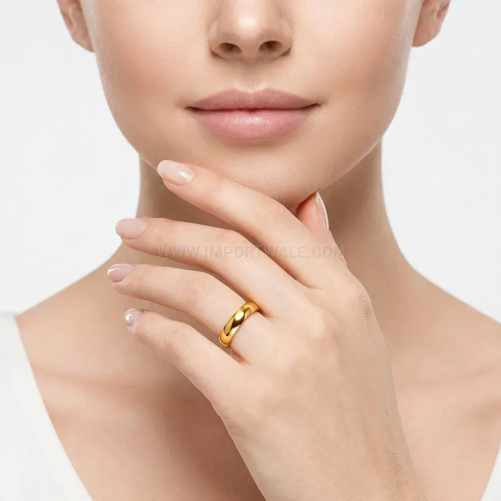 Trendy Polished 14K Gold Plated Stainless Steel Band Ring