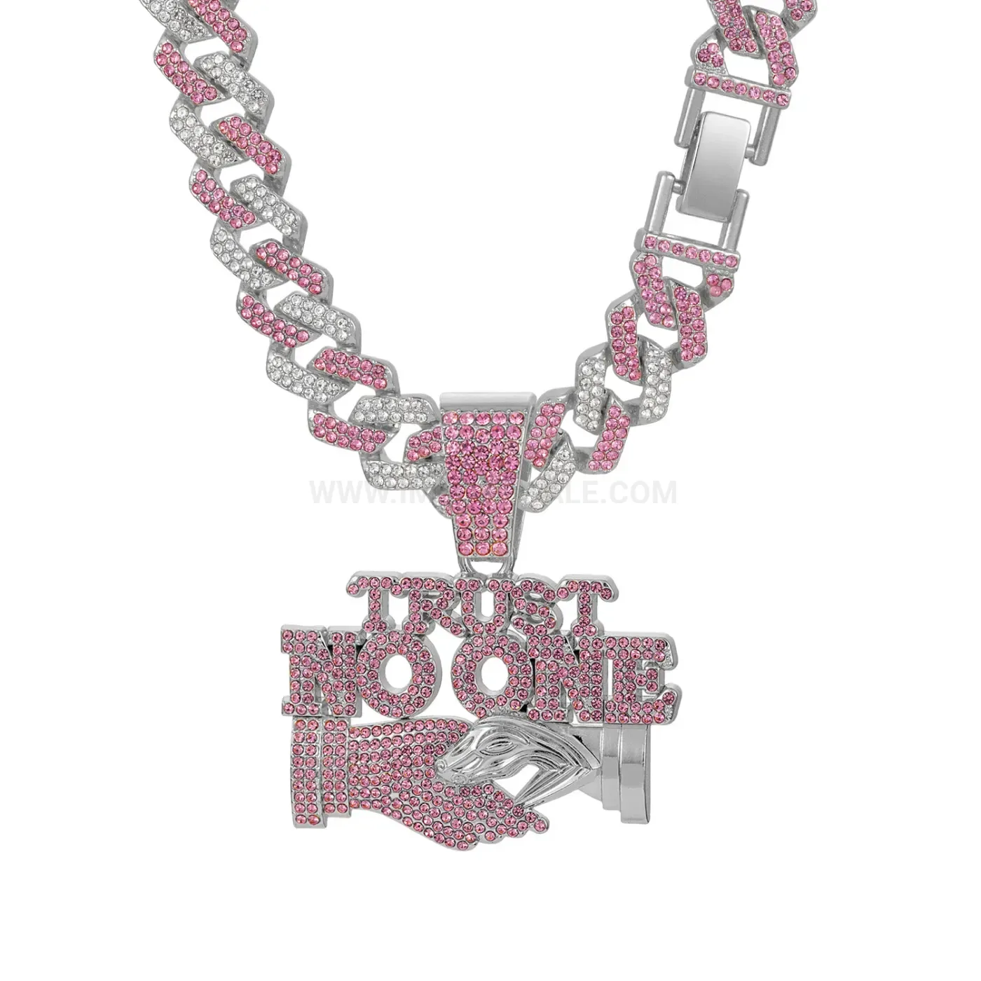 Premium Two-Tone Zinc Alloy Trust No One Letter Pendant Necklace