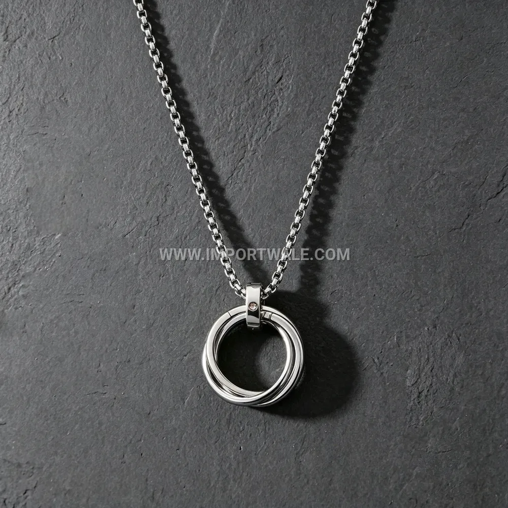 Triple Ring Interlocking Stainless Steel Pendant