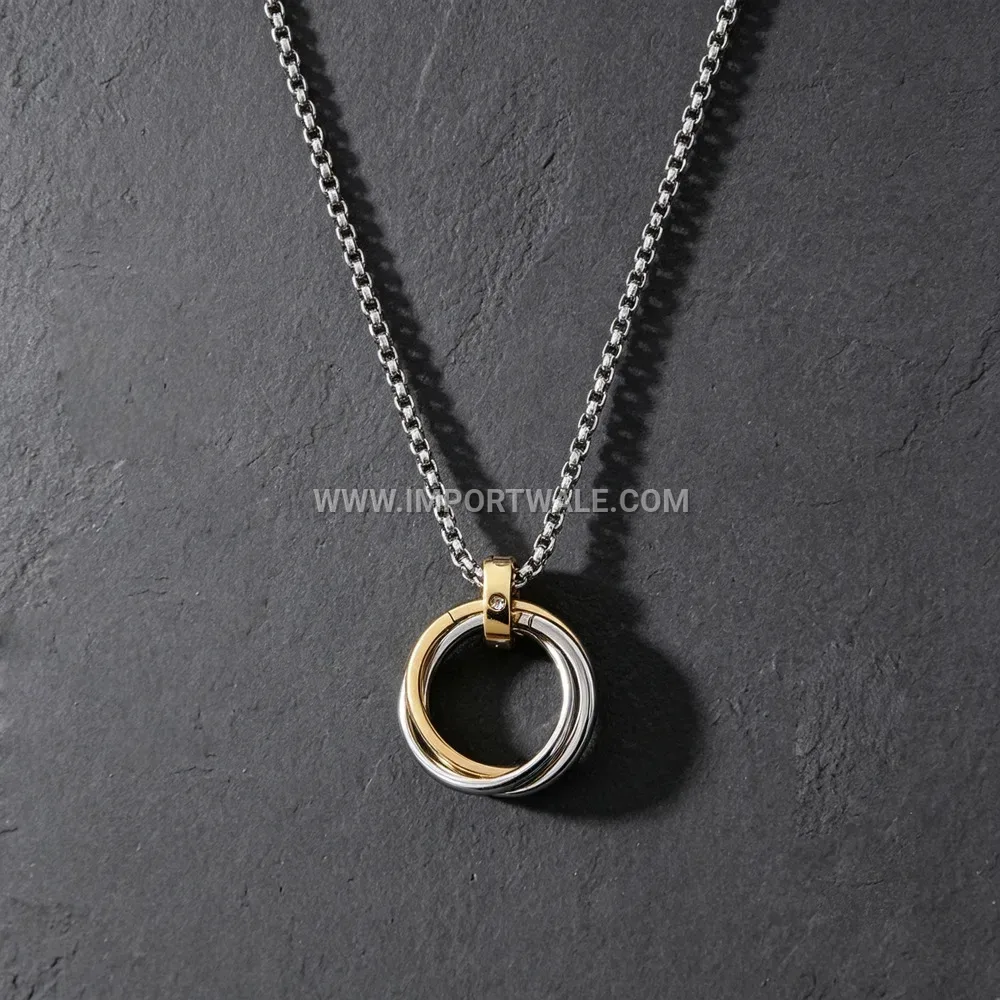 Triple Ring Interlocking Stainless Steel Pendant
