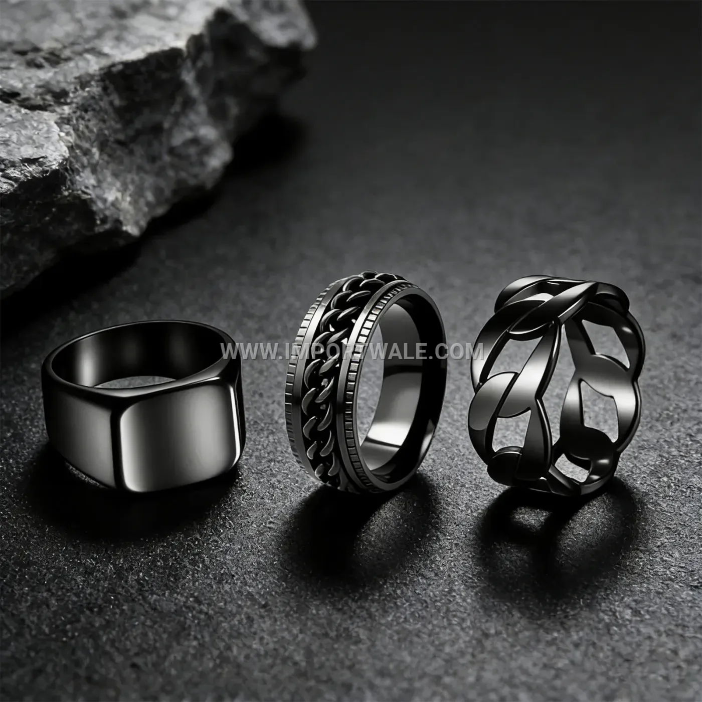 Embossed Pattern Spinner Chain Stainless Steel Ring