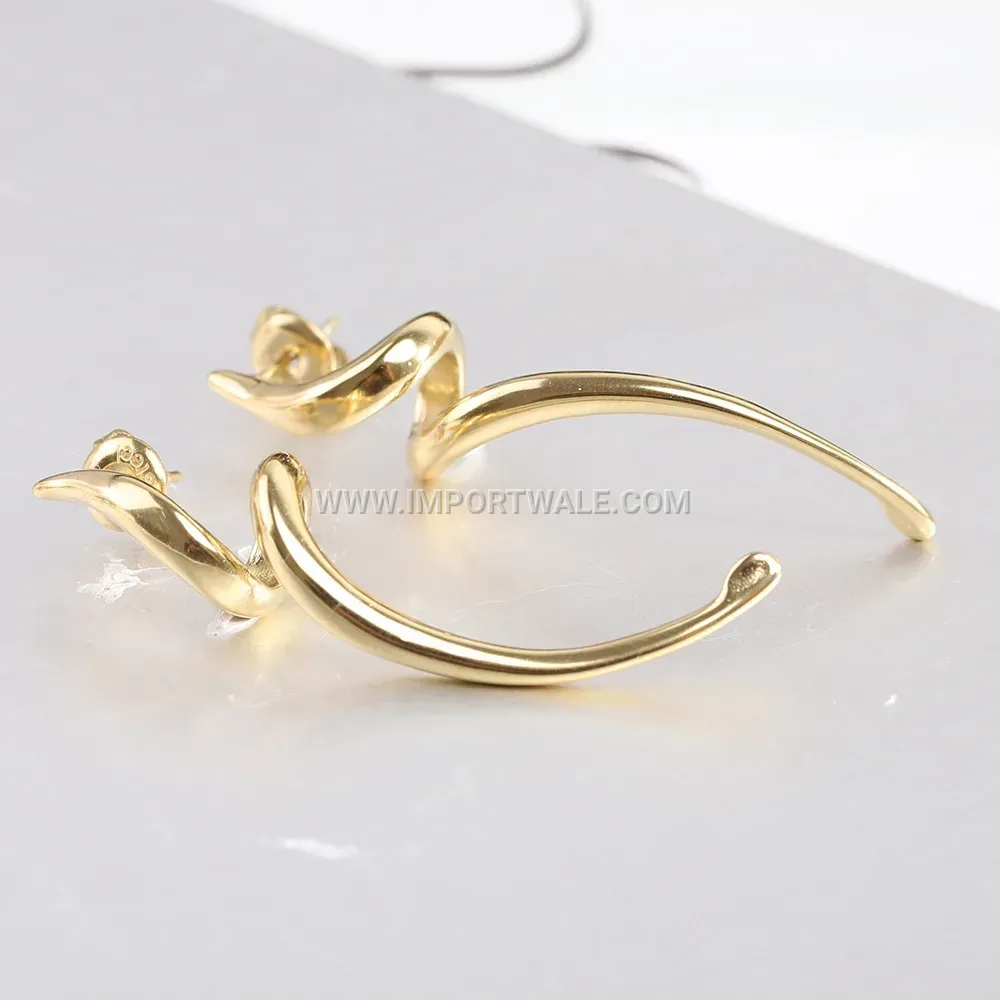 Asymmetric Wavy Bar Stainless Steel Stud Earrings
