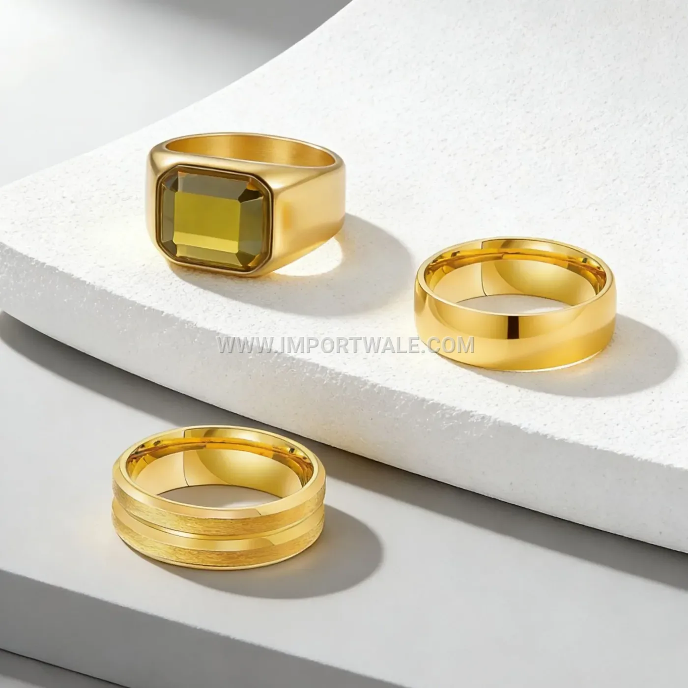 Wide 8mm Gold Plated Stainless Steel Band Ring