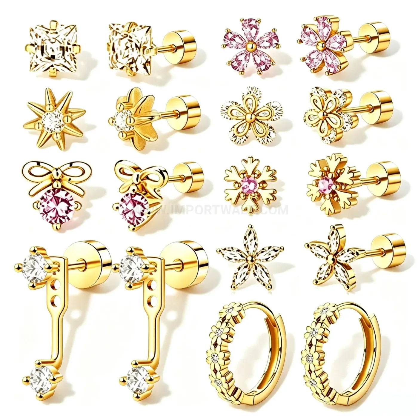 Bold Minimalist Stainless Steel Chain Cartilage Piercing Earring Set